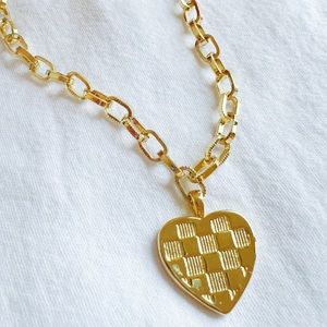Logan Tay checkered heart necklace